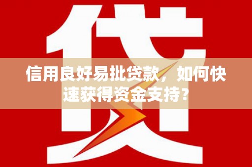 武义信用良好易批贷款，如何快速获得资金支持？