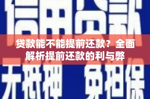 林甸贷款能不能提前还款？全面解析提前还款的利与弊