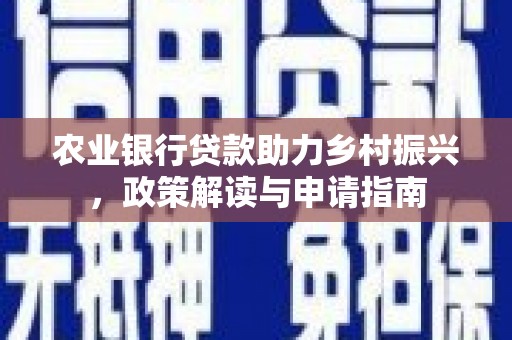 大观农业银行贷款助力乡村振兴，政策解读与申请指南